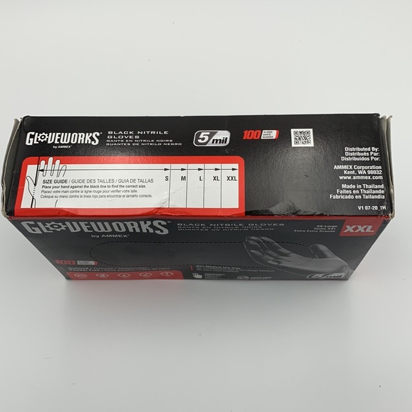 GLOVEWORKS Black Nitrile Industrial Disposable Gloves 5 Mil XX-Large 100 count - Picture 8 of 16